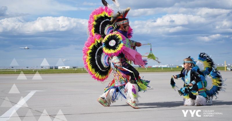 Indigenous dancing, drumming and singing at YYC 