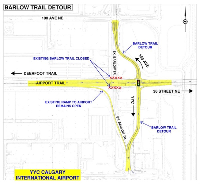 Major detour on Barlow Trail for interchanges project October 10