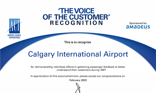 Survey says: YYC is awarded Airports Council International (ACI) Voice...